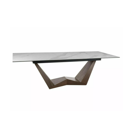 Table à manger extensible "Bonucci" - Blanc/Marron - L 200-250 x l 98 cm