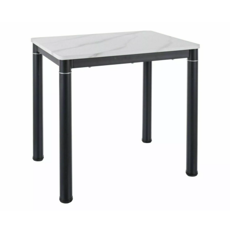 Table à manger rectangle effet marbre "Damar" - Blanc/Noir - L 80 x l 60 cm