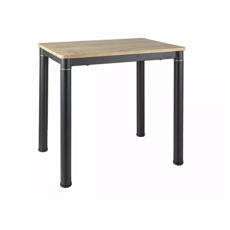 Table à manger rectangle "Damar" - Beige chêne/Noir mat - L 80 x l 60 cm
