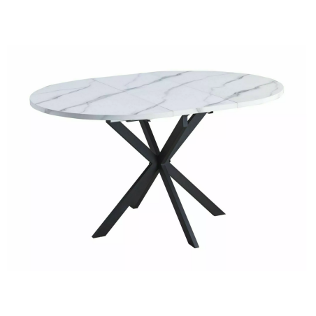 Table à manger extensible effet marbre "Gaston" - Blanc - L 100-135 x l 100 cm