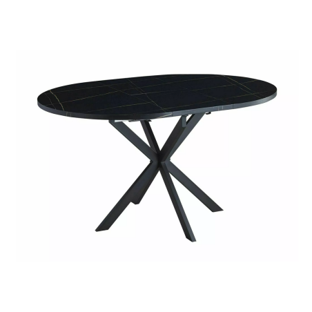 Table à manger extensible effet marbre "Gaston" - Noir - L 100-135 x l 100 cm