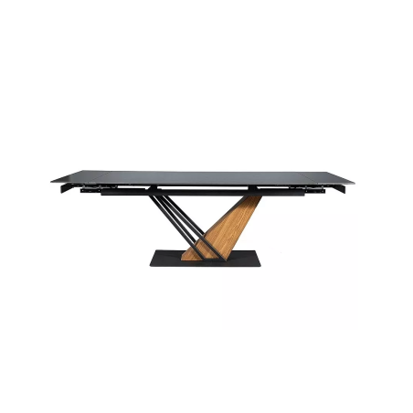 Table à manger extensible effet marbre "Genesis" - Noir/Beige chêne - L160-220 x l 90 cm