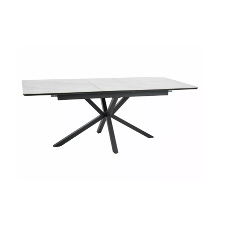 Table à manger extensible effet marbre "Logan" - Blanc - L 160-200 x l 90 cm