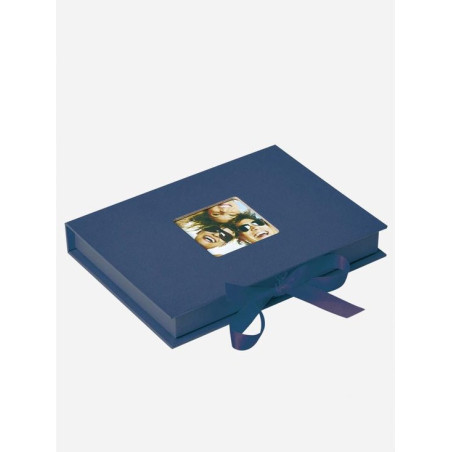 Coffret photos avec Ruban cadeau - Pochette photos idéale pour offrir - Bleu - Jusqu'à 70 photos