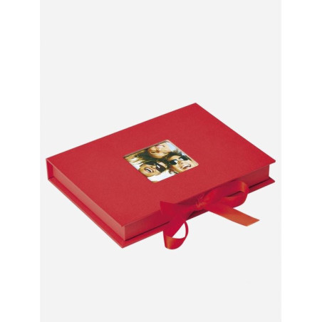 Coffret photos avec Ruban cadeau - Pochette photos idéale pour offrir - Rouge - Jusqu'à 70 photos