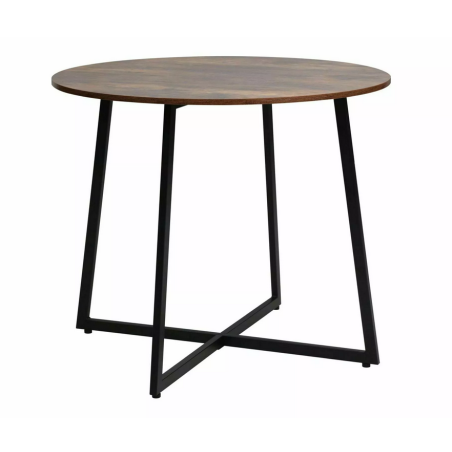 Table à manger ronde "Luna" - Marron/Noir - D 90 x H 76 cm