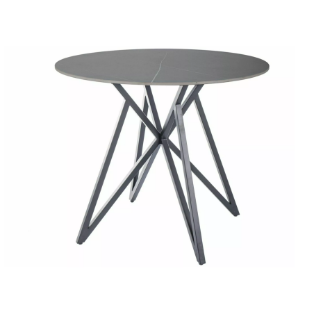 Table à manger ronde effet marbre "Murano" - Gris/Noir - D 90 x H 76 cm