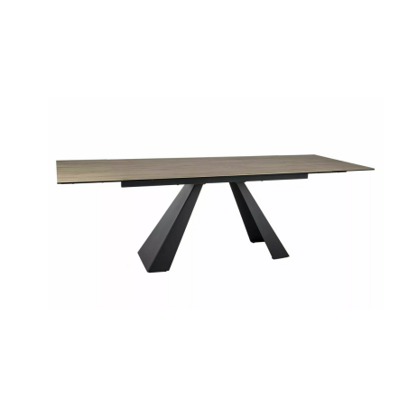Table à manger extensible "Salvadore" - Marron clair/Noir - L 160-240 x l 90 cm