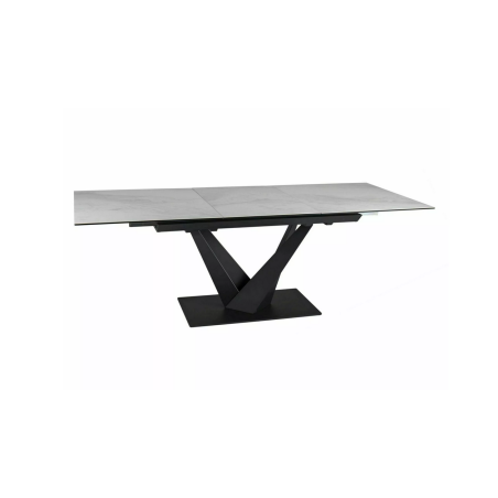 Table à manger extensible effet marbre "Sorento" - Blanc/Noir - L 160-220 x l 90 cm