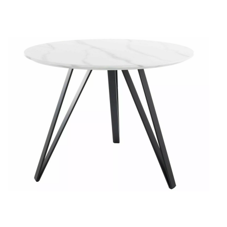Table à manger ronde effet marbre "Tetis" - Blanc/Noir - D 100 x H 76 cm