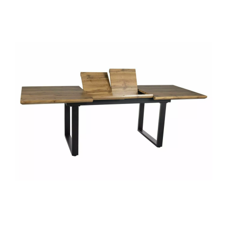 Table à manger extensible "Umberto II" - Marron chêne/Noir - L 160-240 x l 90 cm