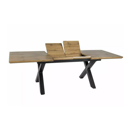 Table à manger extensible "Xaviero II" - Marron chêne/Noir - L 160-240 x l 90 cm