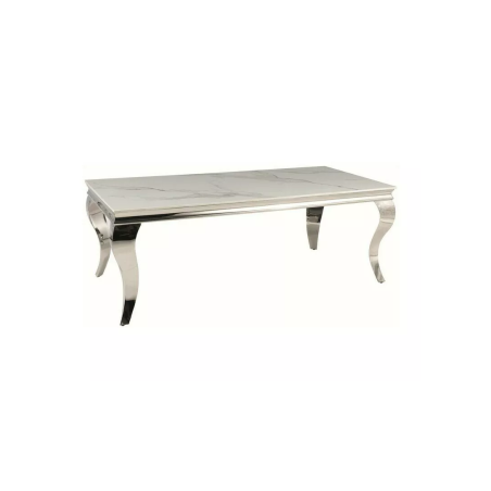 Table basse effet marbre "Prince A" - Blanc/Argentée - L 120 x l 60 cm