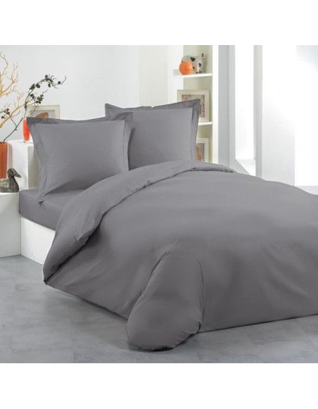 Housse de couette "Lina" 2 personnes - 240 x 220 cm - Coton - Gris