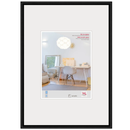 Cadre en plastique verre acrylique WALTHER "New Lifestyle" pour photo 70 x 100 cm coloris noir