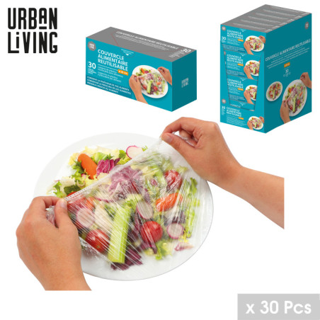 Couvercle alimentaire réutilisable "Les indispensables" - Transparent - 30 pièces de D 25 cm