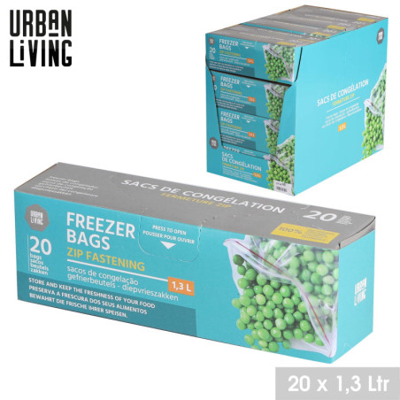 Sac congelation avec fermeture facile "Les indispensables" - Transparent - 20 sacs de 1,3 L