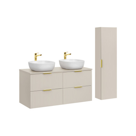 Meubles double vasque à poser 120 cm + colonne - Georgia Cashmere