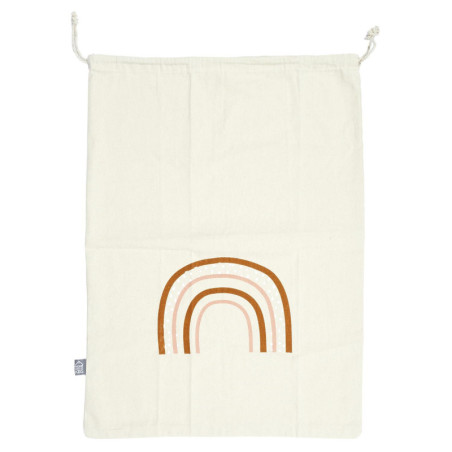 Sac à linge en tissu motif arc-en-ciel - Beige - L 70 x l 50 cm