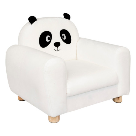 Fauteuil enfant panda "Balo" - Blanc/Noir - L 53 x P 43 x H 43,5 cm