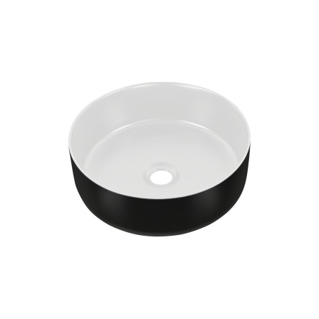 Vasque à poser en céramique - Blanc et noir - D 36 x H 13 cm