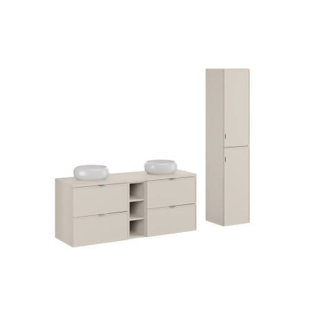 Ensemble meuble double vasque à poser 140 cm + 3 éléments - Sublima Cashmere