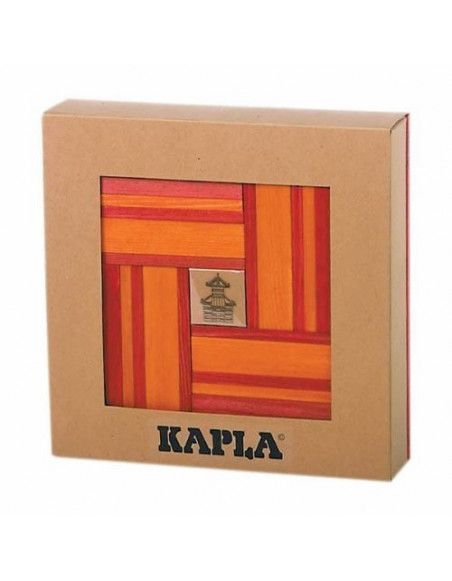 Kapla - Coffret planchettes + livre d'art - Rouge et Orange - Jeu de construction