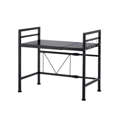 Etagère Réglable de Cuisine en Métal Noir | Largeur extensible 40-60 cm x P 32 x H 47 cm | Support max 120 kg