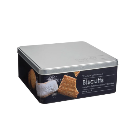 Boîte à biscuits en métal "Black edition" - Noir - L 20,2 x l 20,2 x H 8,2 cm