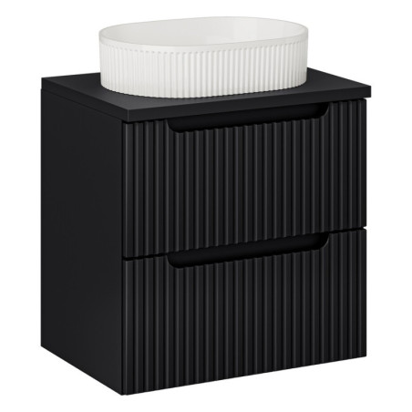 Meuble + vasque à poser + plateau 60 cm - Meuble Salle de Bain 2 tiroirs - Astral Black