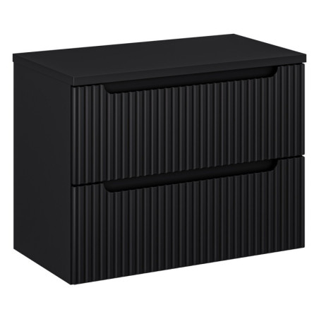 Meuble sous Vasque Noir + Plateau 80 cm - 2 tiroirs - Astral Black