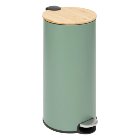Poubelle à pédale en métal et bambou "Modern Color" - Vert - 30 L