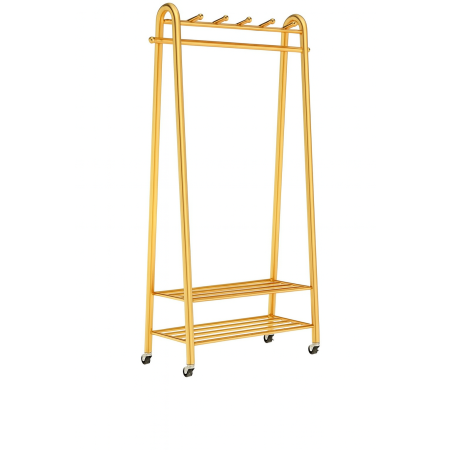 Portant en métal doré à roulettes - L 80 x H 166 x P 36 cm - Support d'entrée et accueil multi fonctions