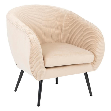 Fauteuil en velours "Solaro" - Beige - L 74 x P 70 x H 78 cm