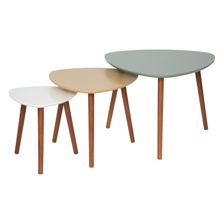Lot de 3 tables gigognes "Miléo" - Multicolore - L 60 x P 60 x H 45 cm