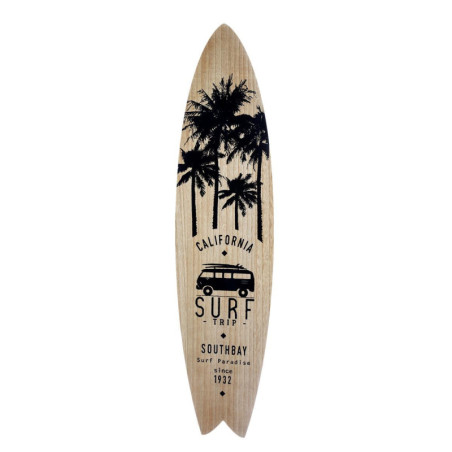 Décoration murale - Planche de surf "South" - Beige/Noir - L 110 x H 27 cm