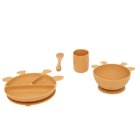 Set de repas 4 pièces "Girafe" - Ocre - L 20 x P 9,8 x H 21 cm
