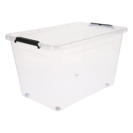 Boîte de rangement à roulettes "Clip'N'Box"- Transparent - 60 L