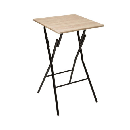 Table de bar pliante 2 places effet bois - Beige - L 60 x P 60 cm