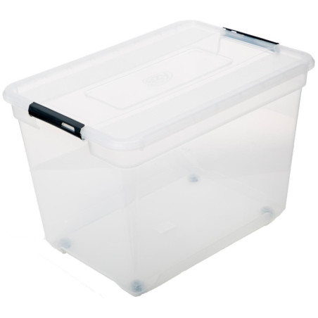 Boîte de rangement à roulettes "Solutions+"- Transparent - 100 L