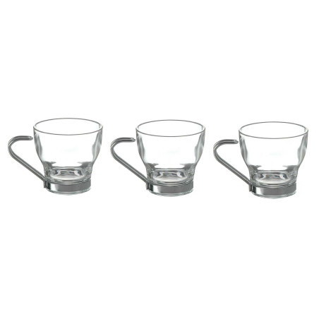 Lot de 3 tasses espresso - 8 cl - Verre et métal