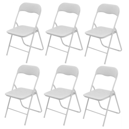 Chaise Pliante en PVC et Métal Blanc - Lot de 6 Chaises Pliables | Solides