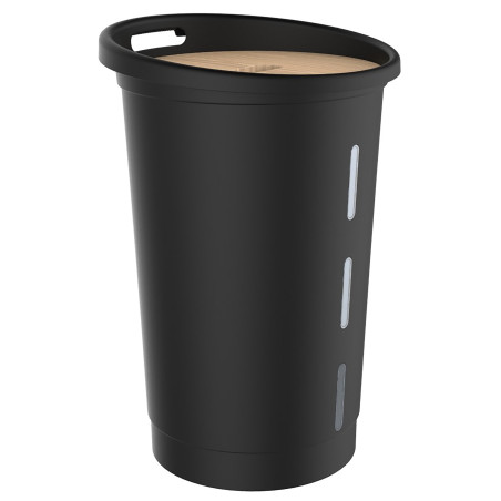 Coffre à granulés de bois 38 l - capacité 25 kg avec roulettes 360° ø 39,7 x 60,5 cm - Noir -