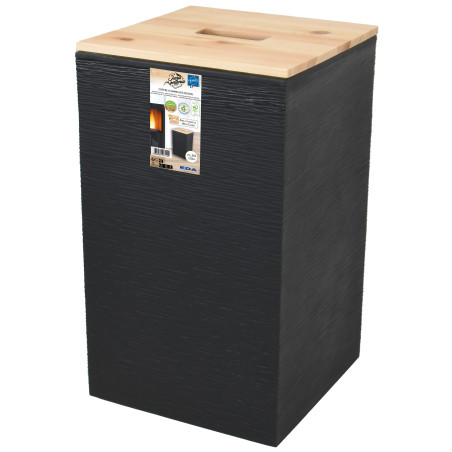 Coffre à granulés de bois 36 l - Capacité 20 kg - Noir - 30 x 30 x H 51 cm