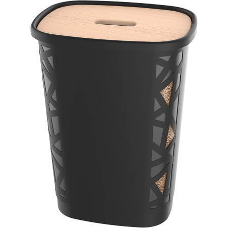 Coffre à granulés de bois 70L - capacité 45 kg avec roulettes 360° 49.5 x 37.9 x 66.4 cm - Noir