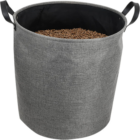 Sac à granulés en tissu 60 L - capacité 30 kg ø 44 x 45 cm - Tissu gris noir