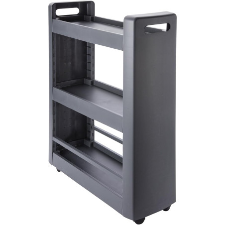 Desserte mobilo 3 étagères modulables - 4 roulettes 360° - Gris anthracite - 60 x 22 x H 79 cm