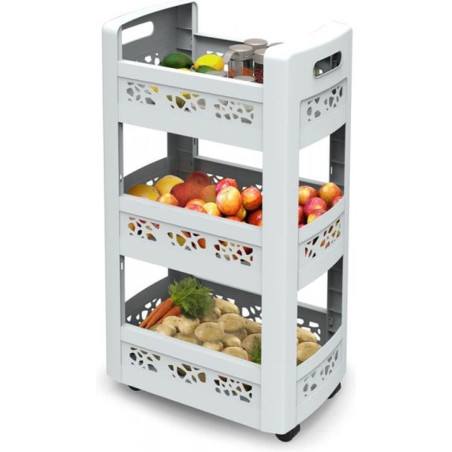 Resserre mobilo modulable 3x11L - 4 roulettes 360° - Blanc - 29 x 45 x H 79 cm