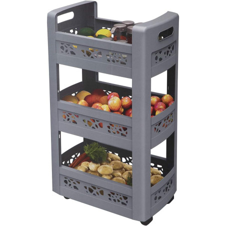Resserre mobilo modulable 3x11L - 4 roulettes 360° - Gris anthracite - 29 x 45 x H 79 cm