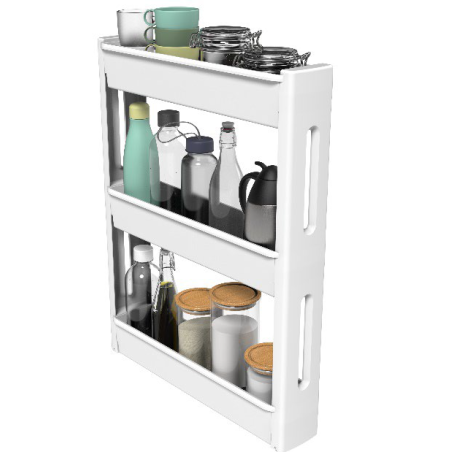 Resserre mobilo XS extra étroite - 4 roulettes - Blanc - 55.2 x 12 x H 70.5 cm